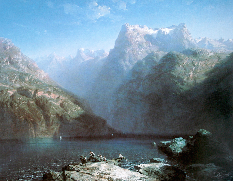 Paysage des Alpes et du lac oeuvre de Daniel Trammer