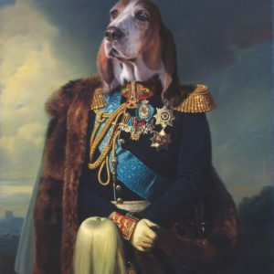 Portrait de chien bassethound en officier