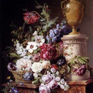 Bouquet de fleurs sur marbre oeuvre originale de Daniel Trammer